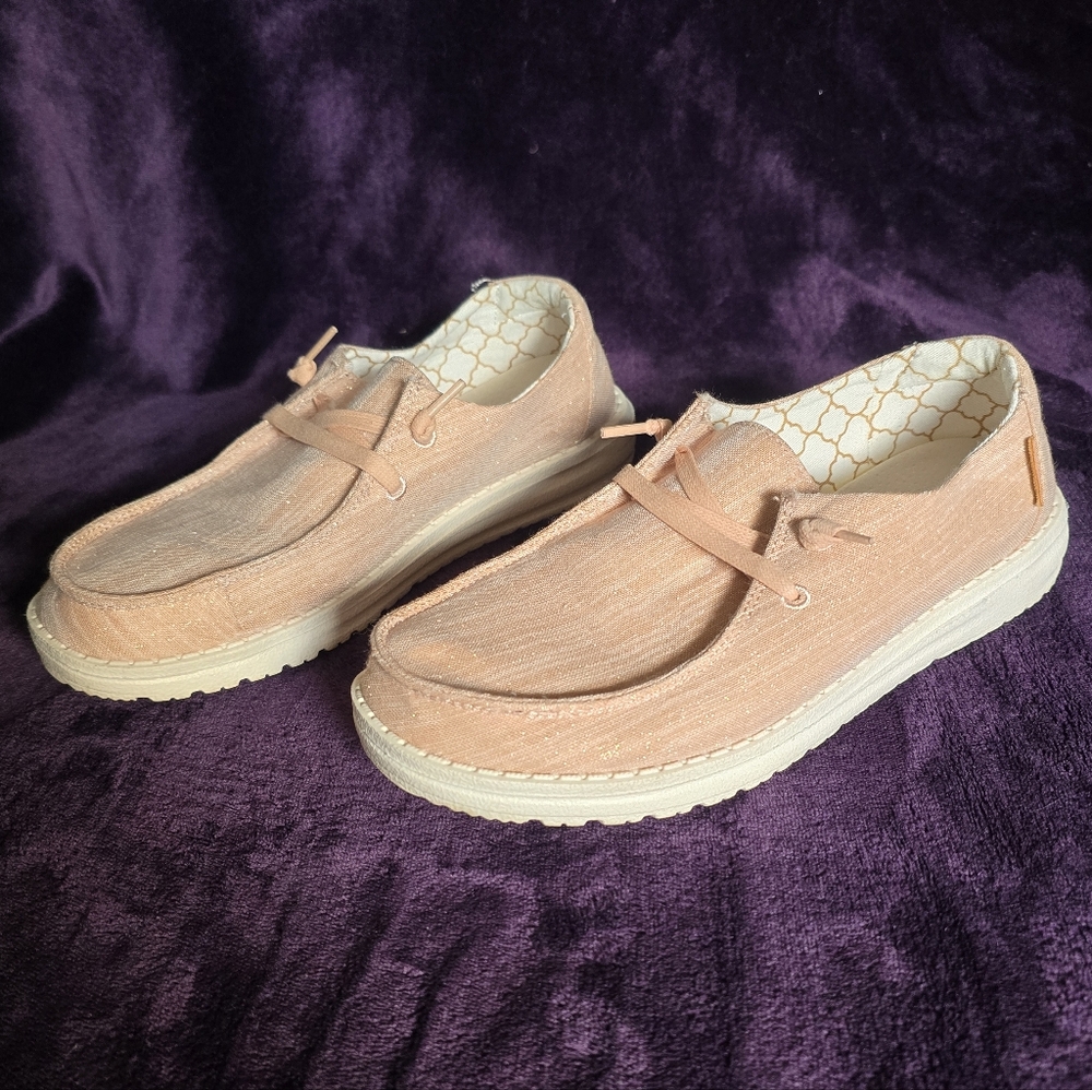 Hey Dude Wendy Sparkling Rose Gold Women's Shoes Slip On Loafers | Size 7